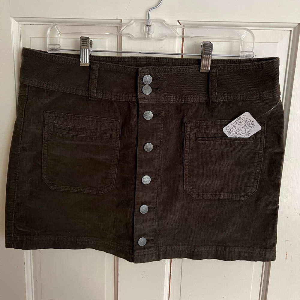 Free People Button Down Corduroy Mini Skirt